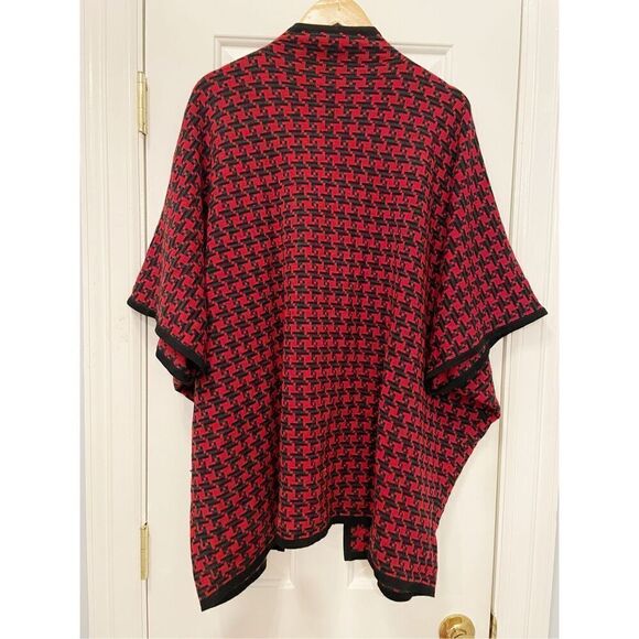 Pendleton 100% Merino Wool Cocoon Cardigan Sweater One Size Red Houndstooth - Picture 5 of 8